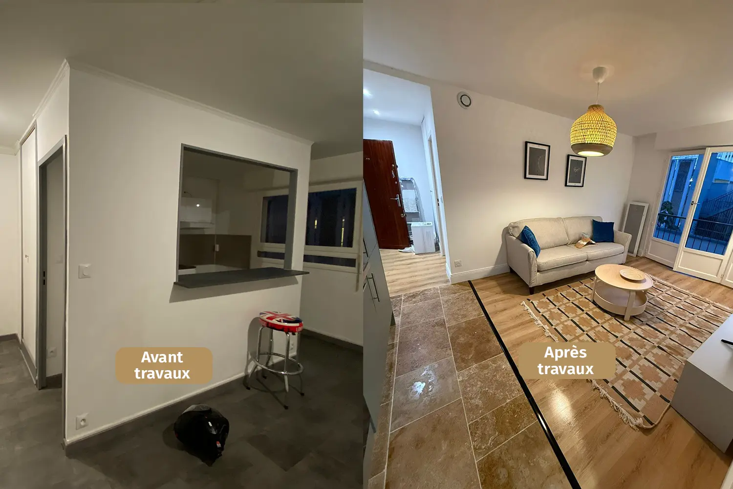 photo d'un appartement pour de l'investissement locatif à Orléans - comparatif avant et après travaux